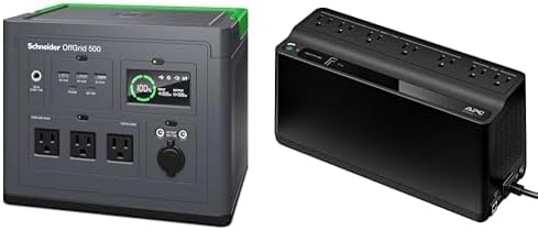 APC UPS and Solar Generator Power Bundle, 600VA UPS for the home/office; and 500W Portable Power Station for off-grid living (BE600M1, PPS500)